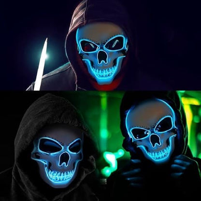 Máscara Luz Led De Halloween Muerte Calavera